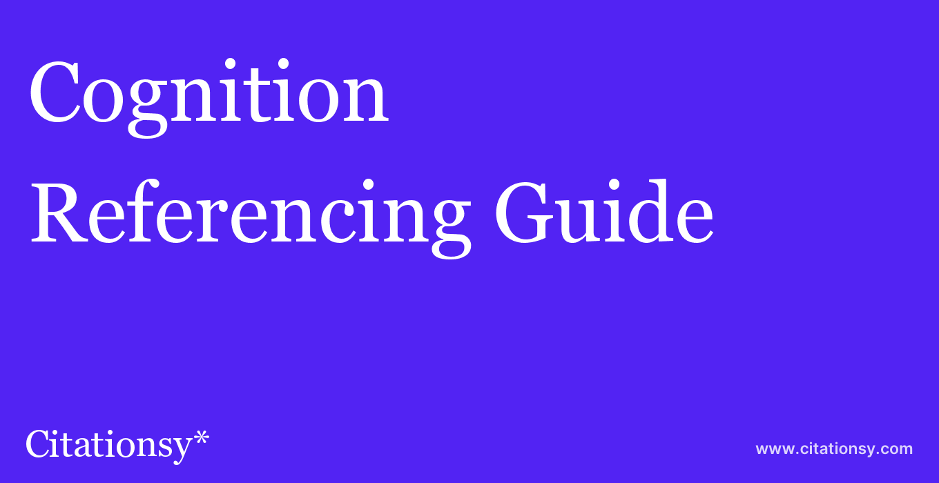 cite Cognition & Emotion  — Referencing Guide